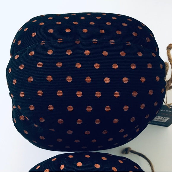 Set of 2 NEW Decorative Black & Orange Polka Dot Halloween Fall Fabric Pumpkins - Picture 11 of 14